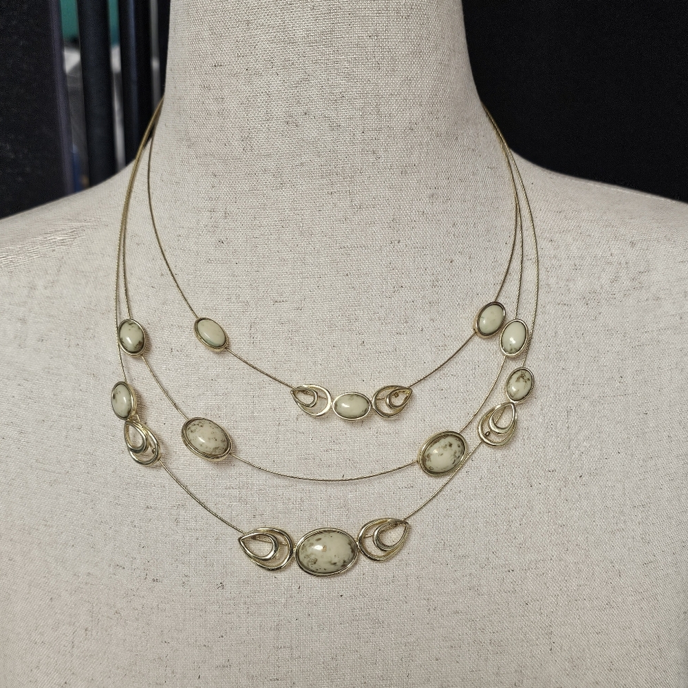 Napier Gold and Cream Crescent Necklace